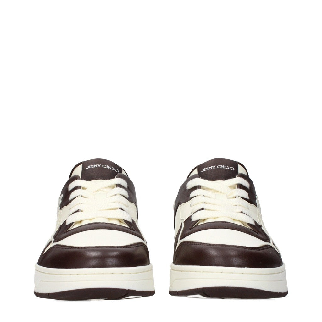 Jimmy Choo Florent Sneakers met vetersluiting en ronde neus – Beige / Bruin
