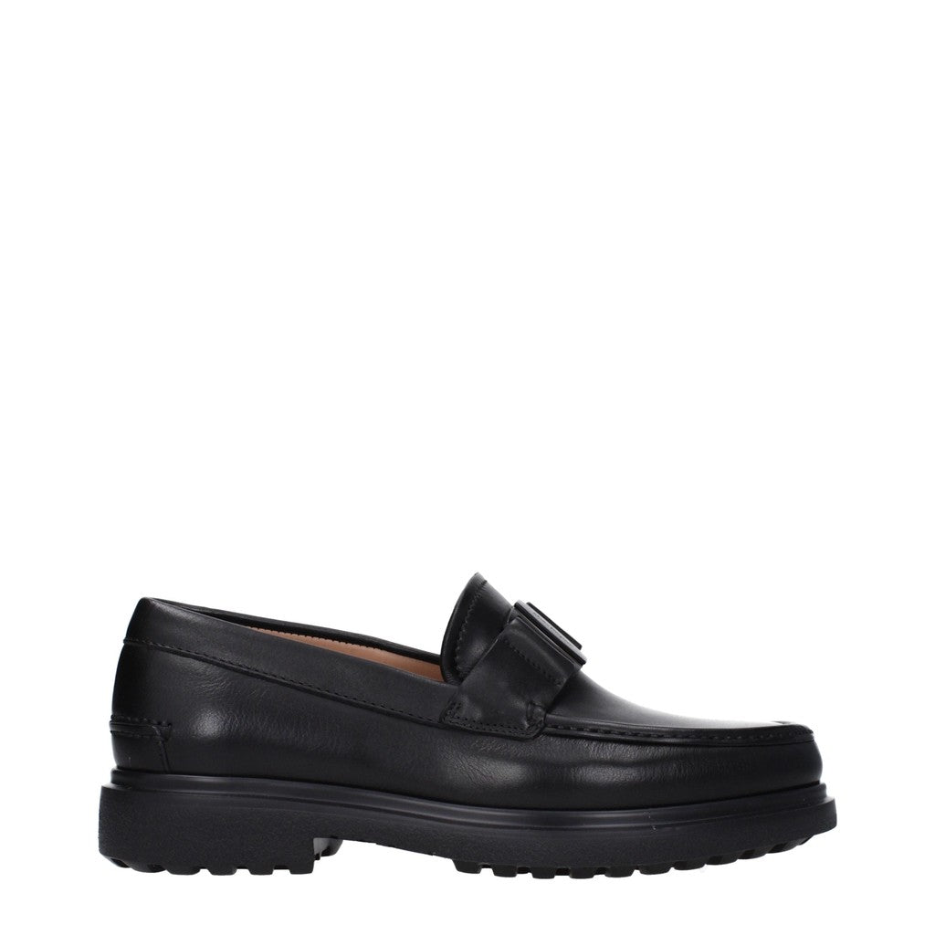 Salvatore Ferragamo Leren loafers met rubberen zool – Zwart