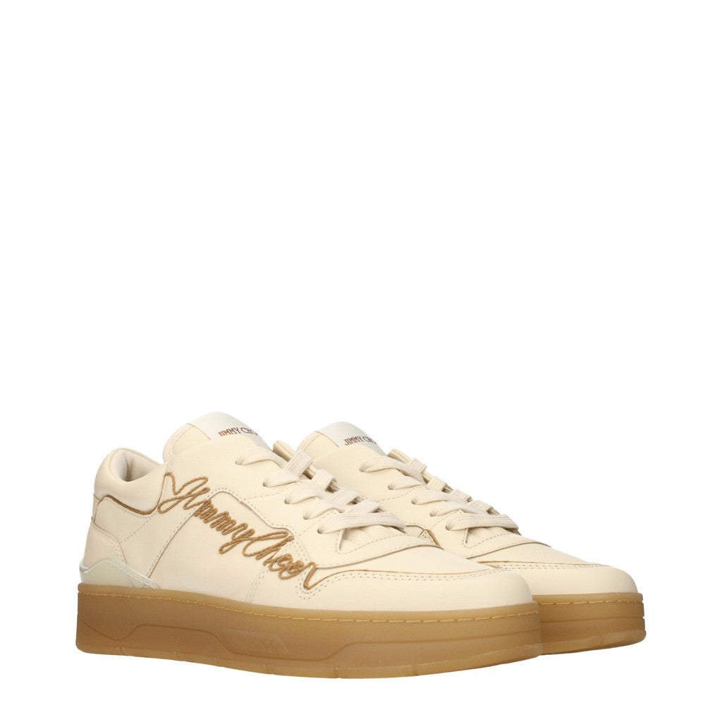 Jimmy Choo Florent Sneakers met vetersluiting en ronde neus – Beige