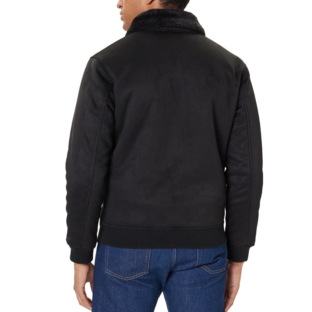 Guess Bomberjack met imitatiebontkraag en ritssluiting – Zwart