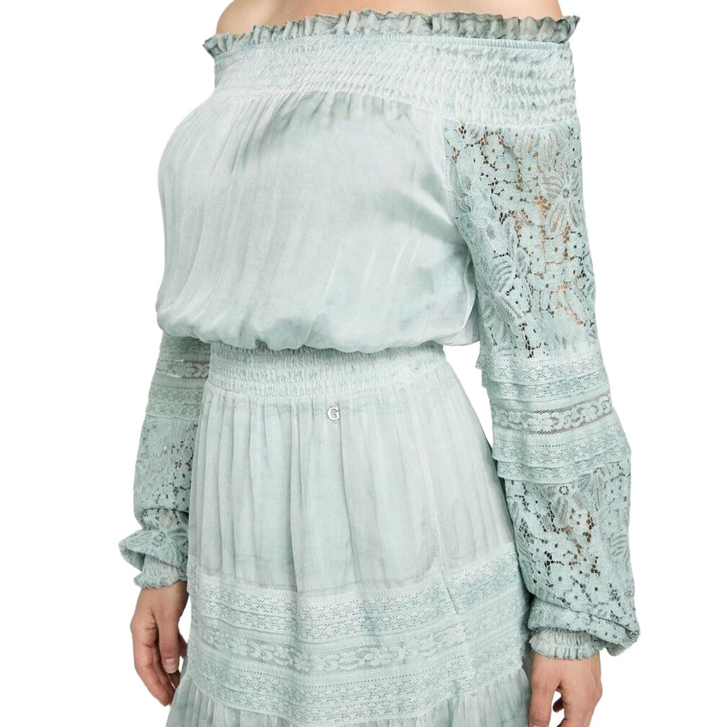 Guess Korte jurk met lange mouwen – Mintgroen