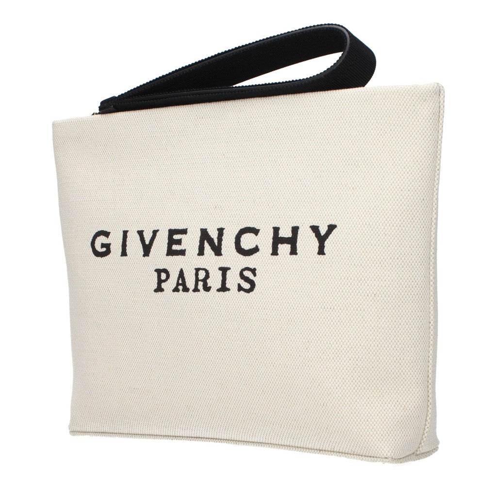 Givenchy Clutch van stof en leer met ritssluiting – Beige / Zwart