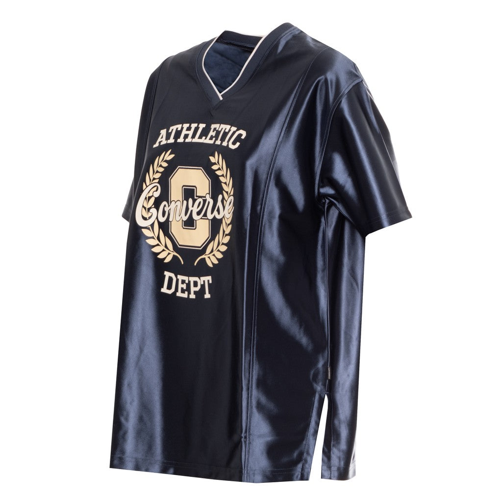 Converse Tweekleurig T-shirt met V-hals – Marineblauw