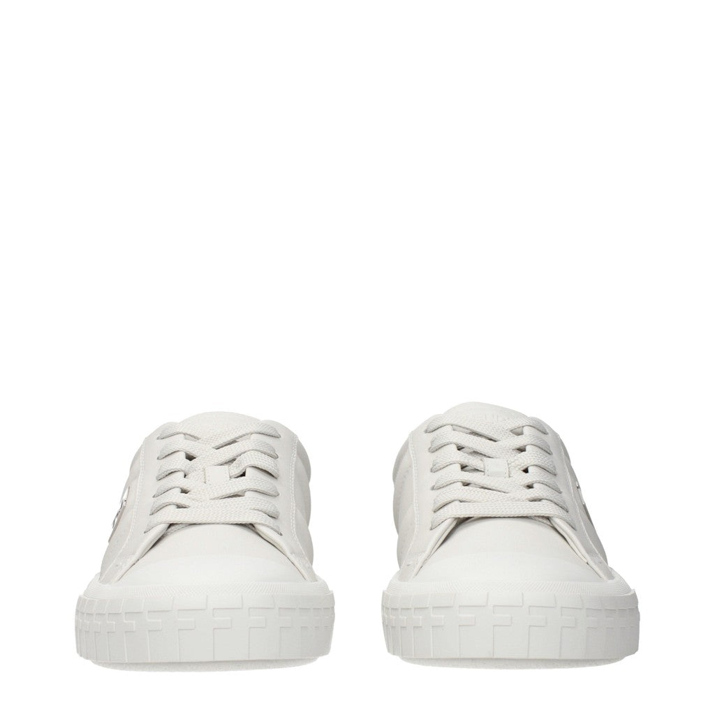 Fendi Leren sneakers met zilverkleurige details – Wit