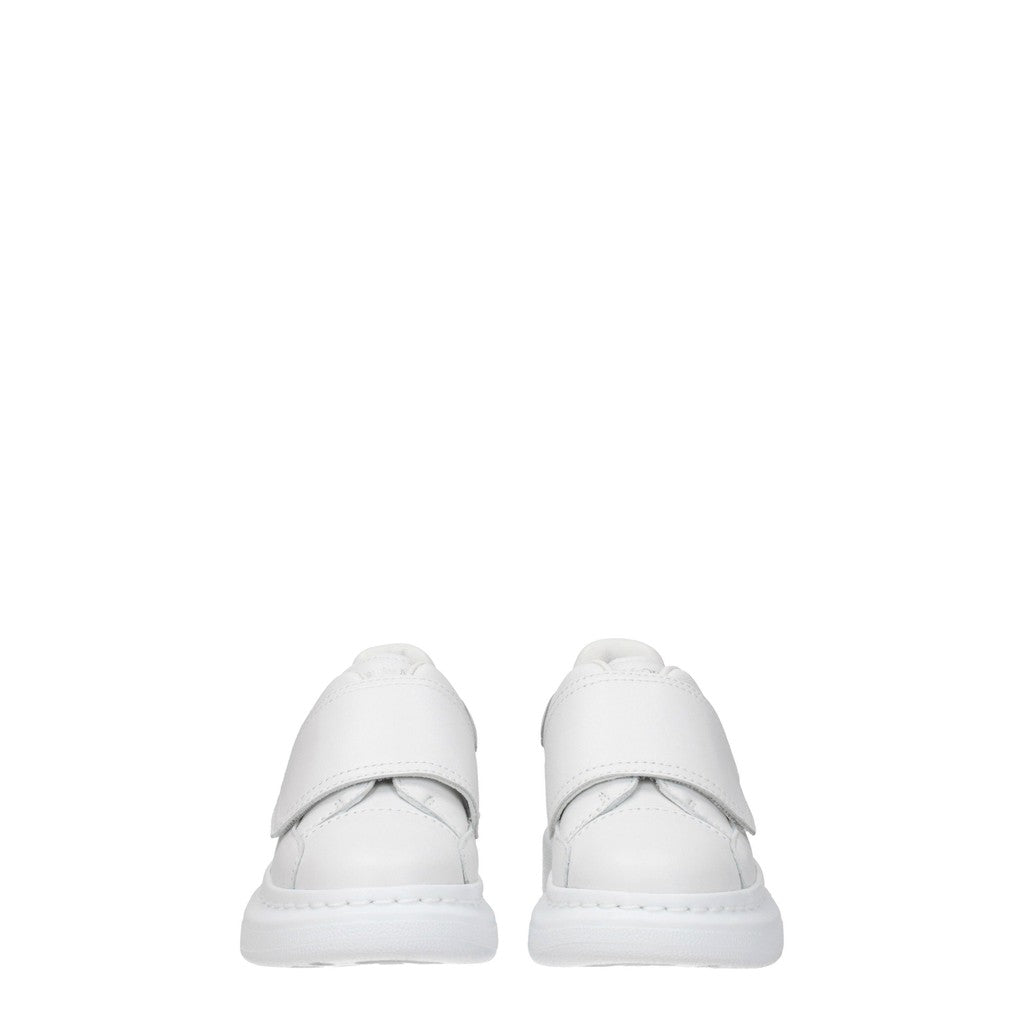 Alexander McQueen Kids Oversized Sneakers van leer en suède – Wit / Lichtroze