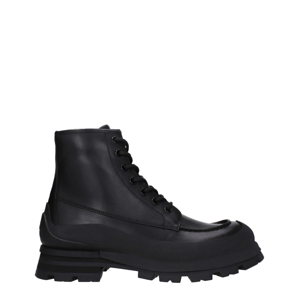 Alexander McQueen Leren boots met rubberen zool – Zwart