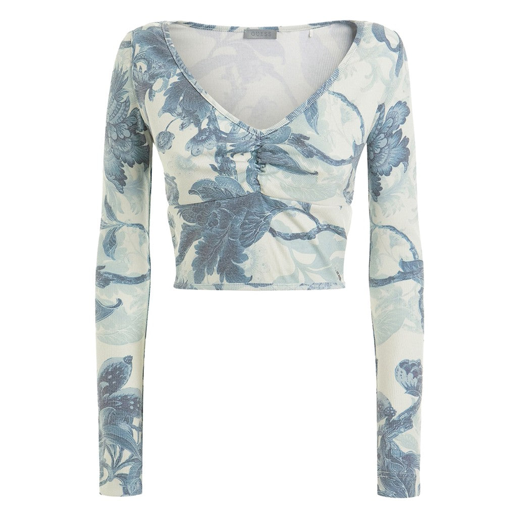 Guess Top met lange mouwen en dessin – Blauw / Wit