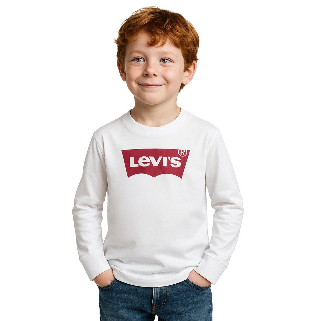 Levi's Kids T-shirt met lange mouwen en bedrukt logo – Wit