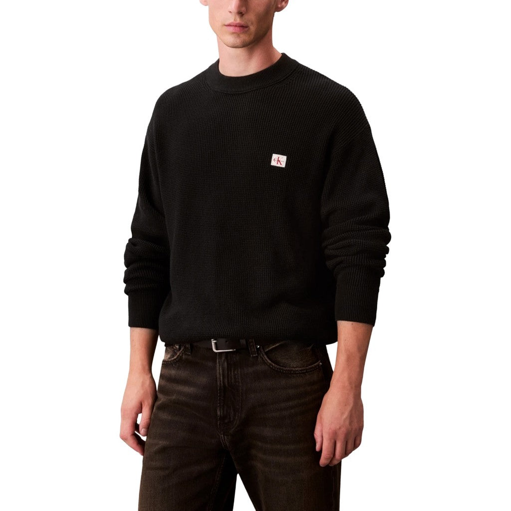 Calvin Klein Gebreide trui met ronde hals – Zwart
