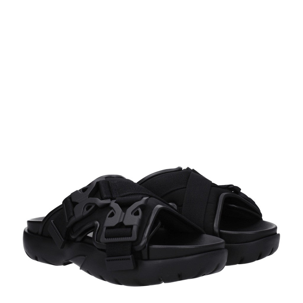 Bottega Veneta Herensandalen van leer en stof – Zwart