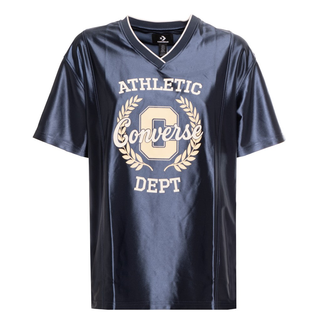 Converse Tweekleurig T-shirt met V-hals – Marineblauw