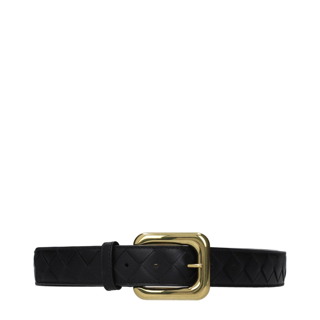 Bottega Veneta Damesriem met gesp en goudkleurige details – Zwart