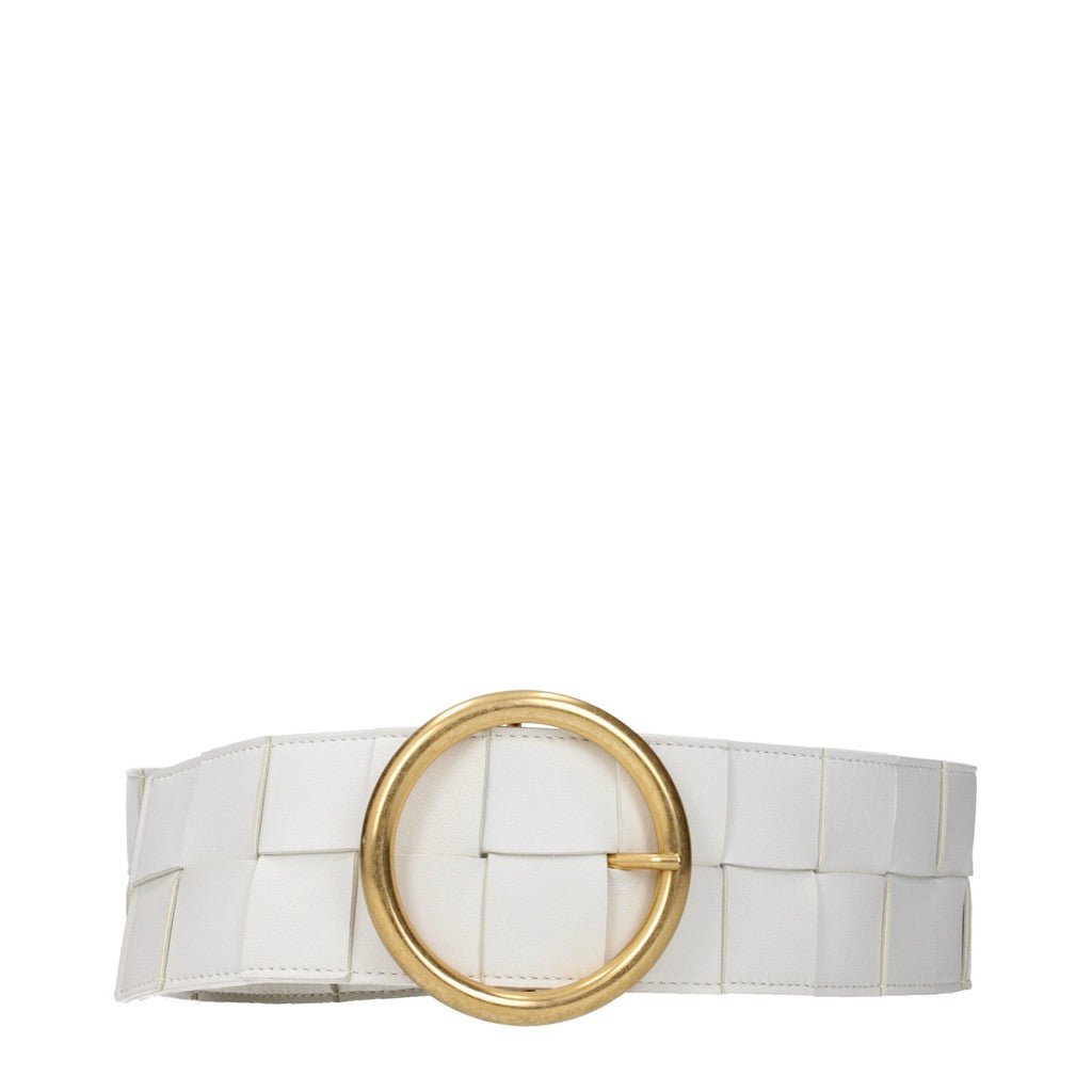 Bottega Veneta Brede damesriem met goudkleurige details – Wit