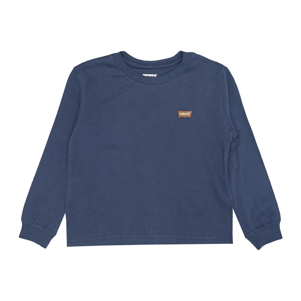 Levi's Kids T-shirt met lange mouwen en geborduurd logo – Marineblauw