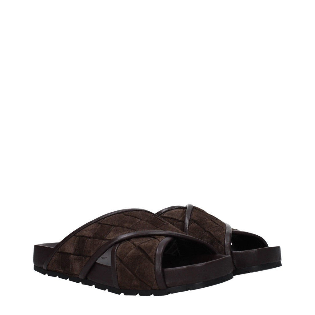 Bottega Veneta Herensandalen van suède en leer – Bruin