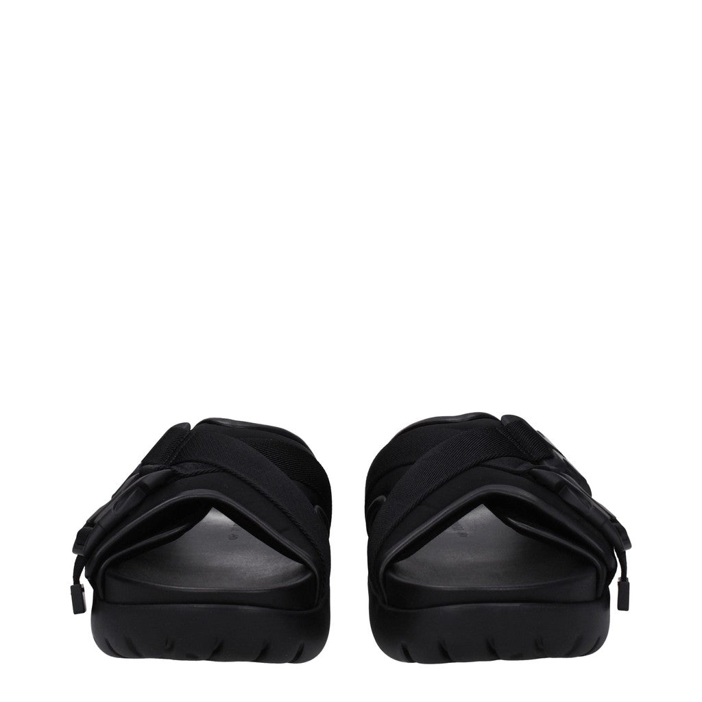 Bottega Veneta Herensandalen van leer en stof – Zwart