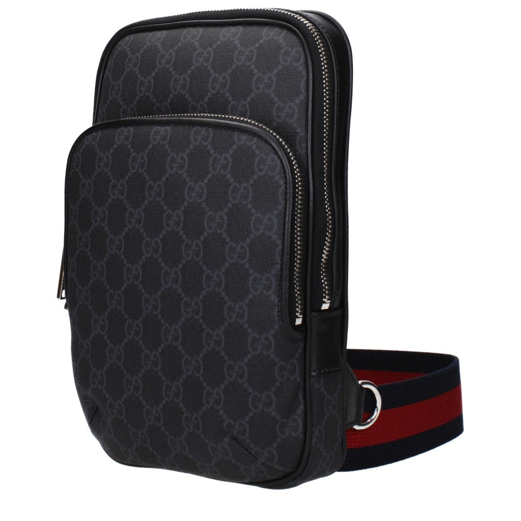 Gucci Staande crossbodytas van stof en leer – Zwart