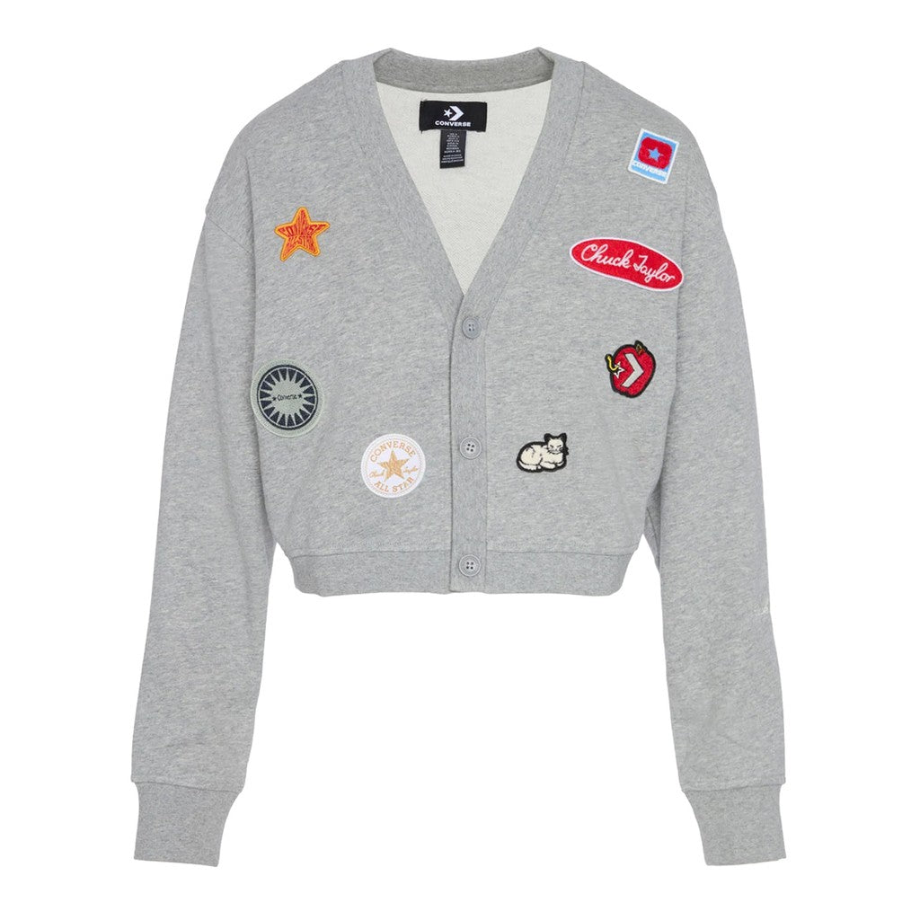 Converse Cropped sweater met knoopsluiting – Grijs