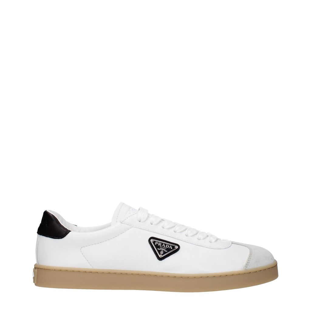 Prada Lane Sneakers van leer en suède – Wit / Zwart