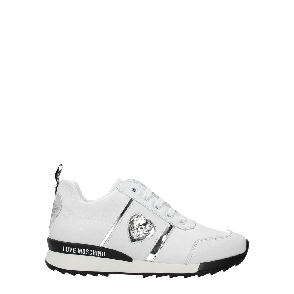 Love Moschino Leren sneakers met rubberen zool – Wit