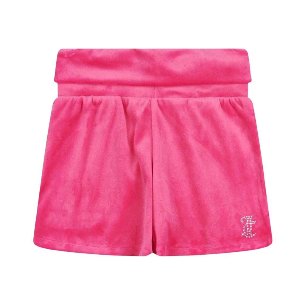 Juicy Couture Kids Short met strass-logo – Fuchsia
