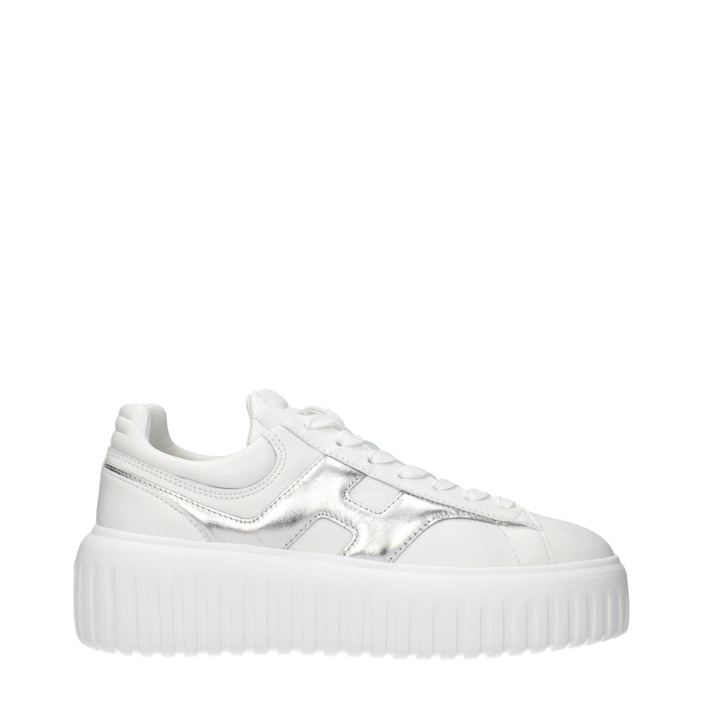 Hogan H-Stripes Sneakers met veters en zilverkleurige accenten – Wit / Zilver
