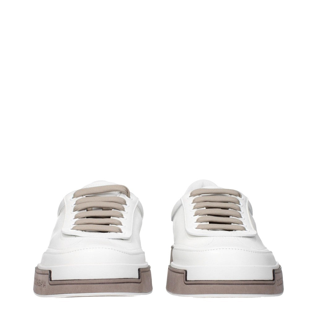 Dolce & Gabbana Sneakers van leer en suède met leren zool – Wit / Beige