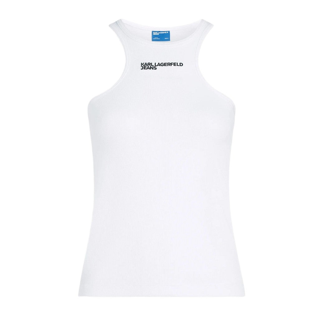 Karl Lagerfeld Geribde tanktop – Wit