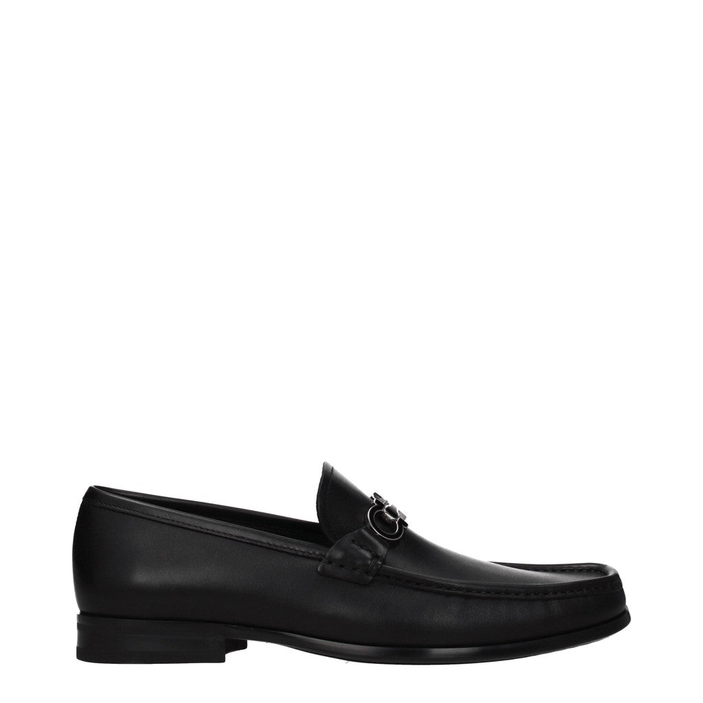 Salvatore Ferragamo Chris Loafers met zool van leer en rubber – Zwart