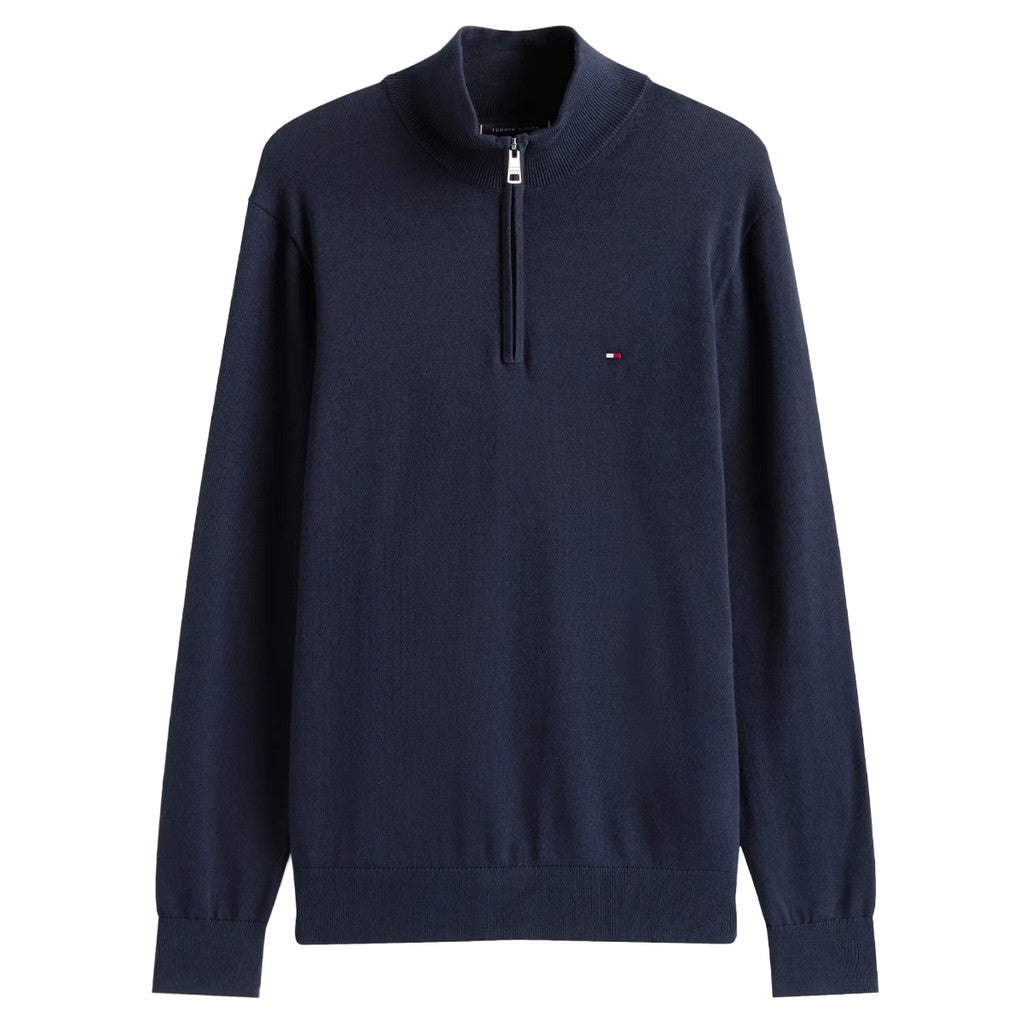 Tommy Hilfiger Trui met halve rits en lange mouwen – Marineblauw