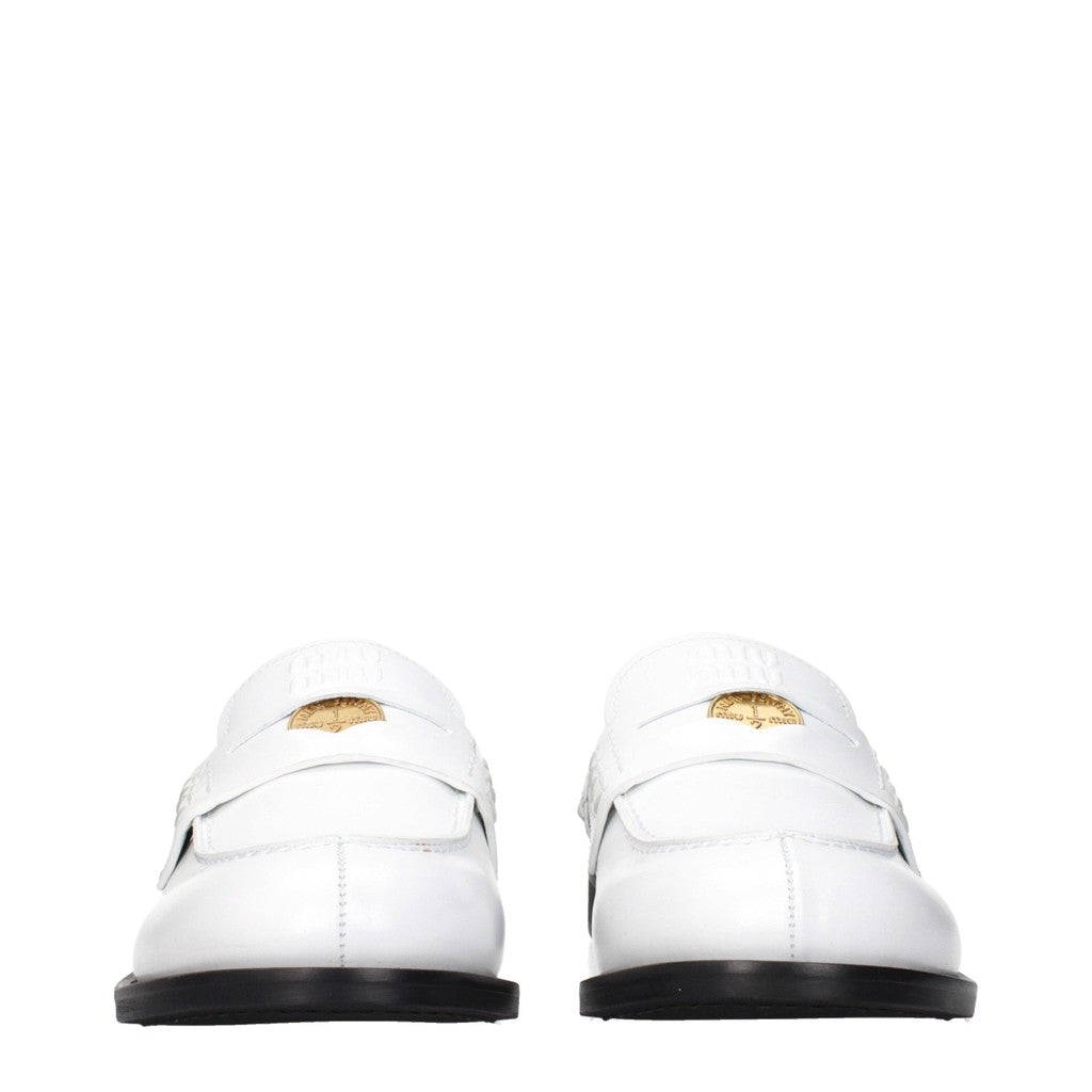 Miu Miu Penny loafers van geborsteld leer – Wit