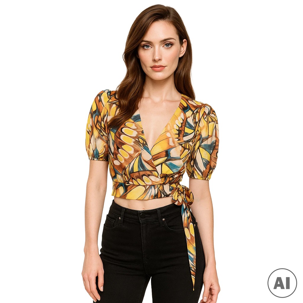 Guess Blouse met korte mouwen en trekkoord – Meerkleurig