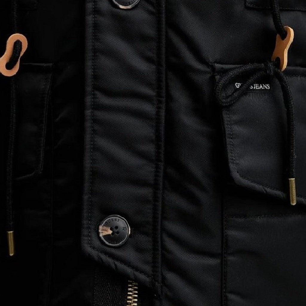 Guess Jas met capuchon en trekkoord – Zwart