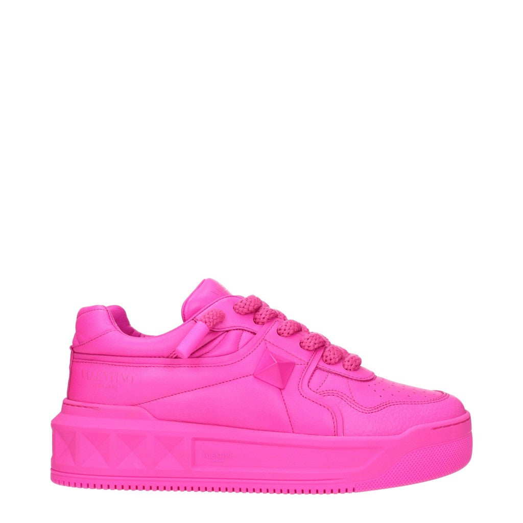 Valentino Garavani One Stud Sneakers van leer – Fuchsia