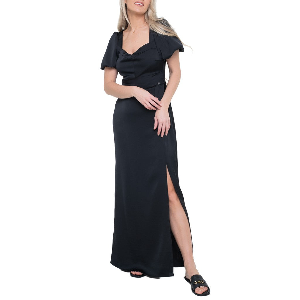 Guess Maxi-jurk met hartvormige halslijn en korte mouwen – Zwart
