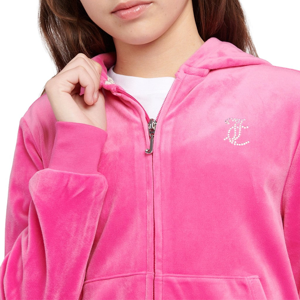 Juicy Couture Kids Hoodie met rits – Fuchsia
