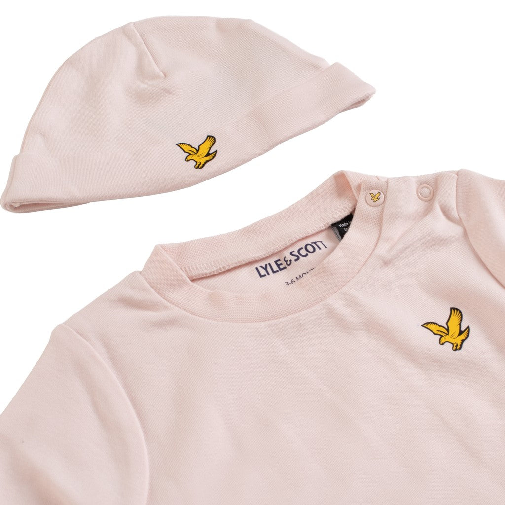 Lyle & Scott Kids Rompertje met muts – Lichtroze