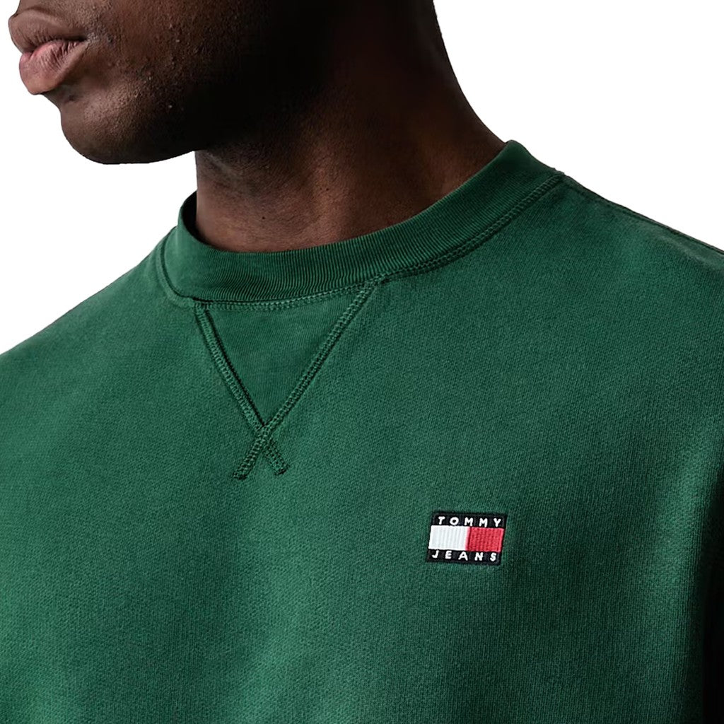 Tommy Jeans Regular Fit Sweater met fleece binnenkant – Donkergroen