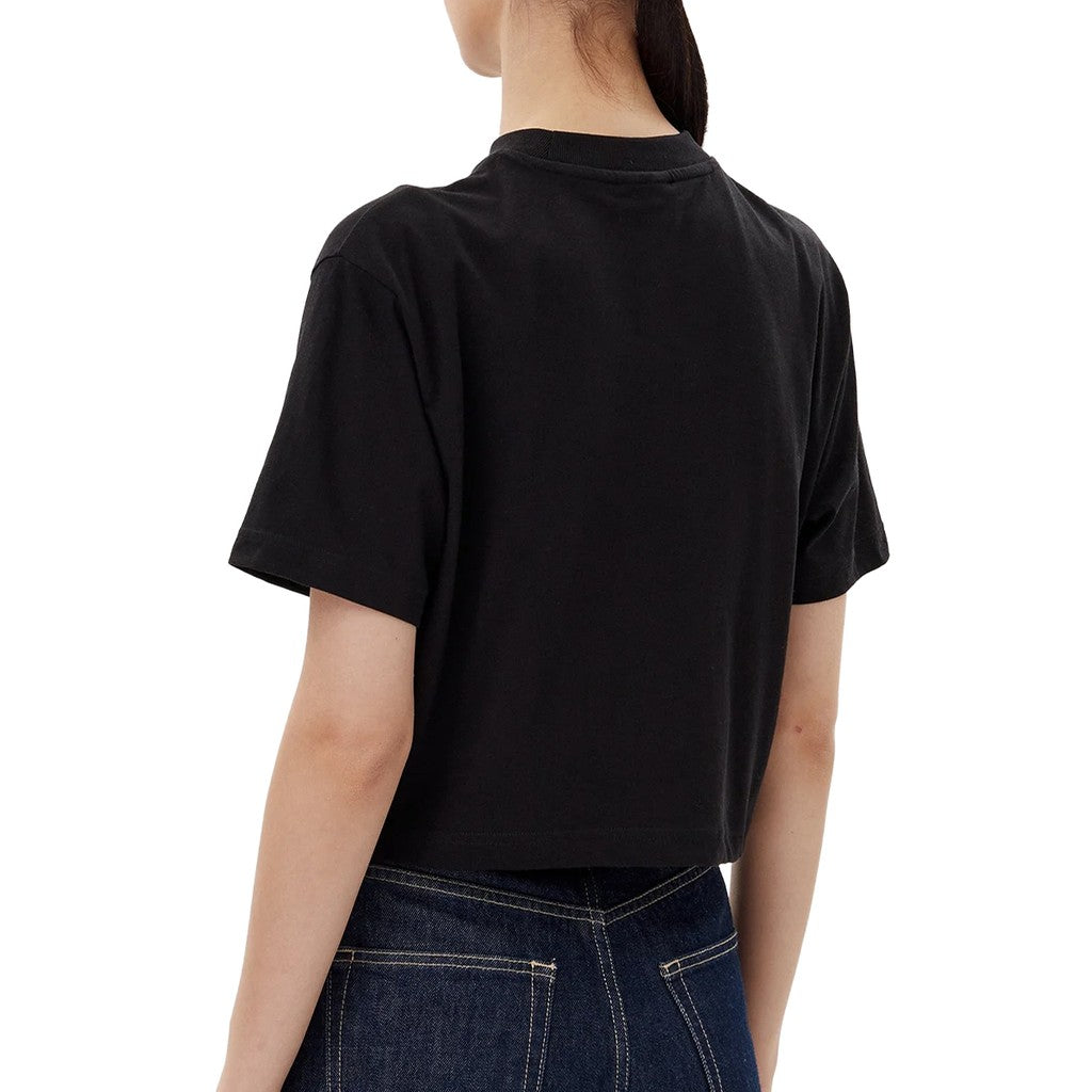 Karl Lagerfeld Cropped T-shirt met monogram – Zwart