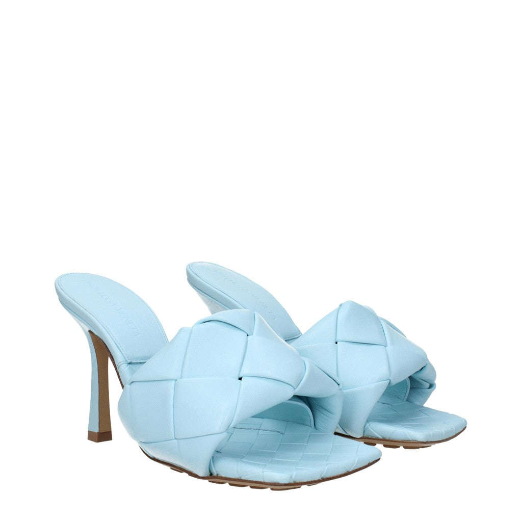 Bottega Veneta Leren sandalen met hak en leren zool – Lichtblauw