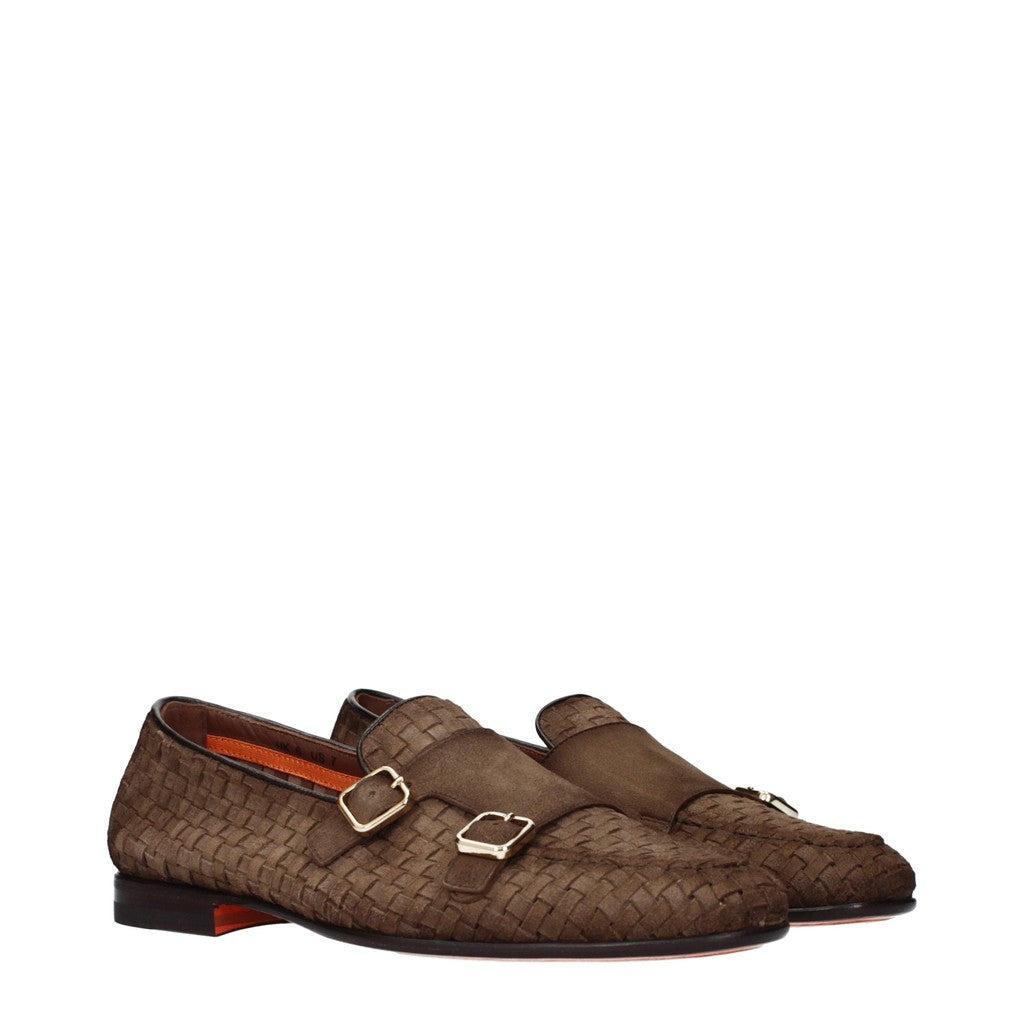 Santoni Loafers met dubbele gesp – Bruin