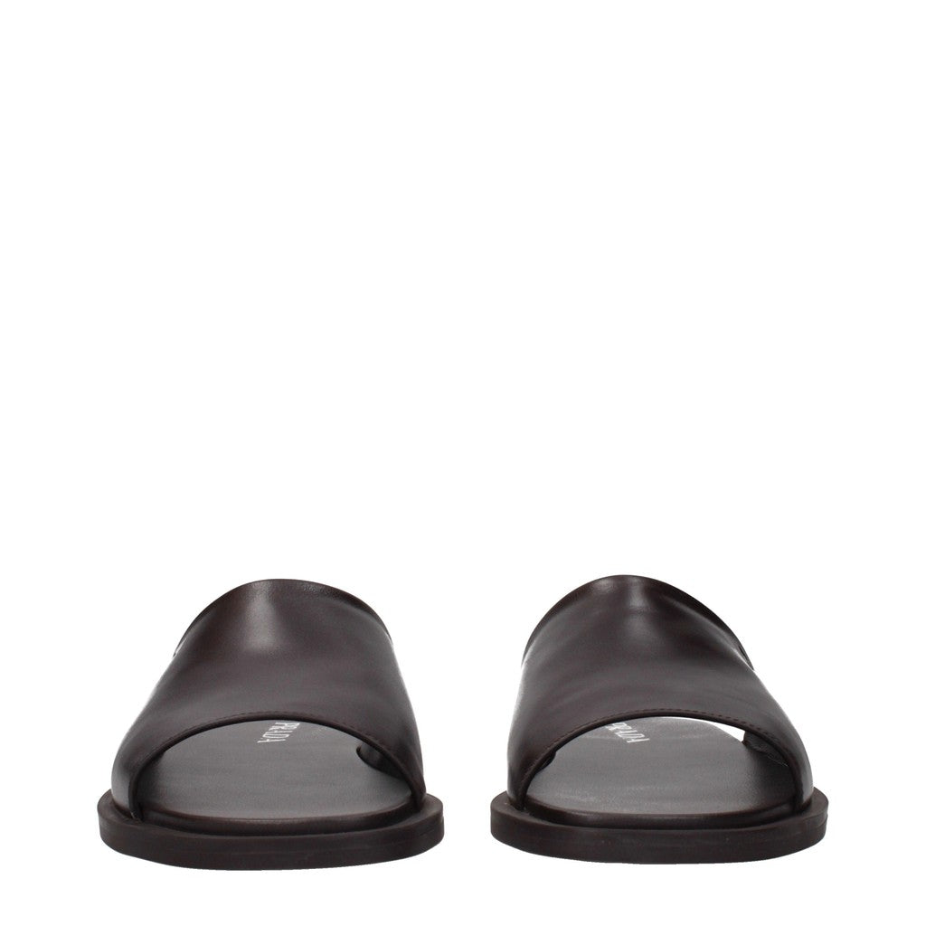 Prada Leren slippers – Bruin
