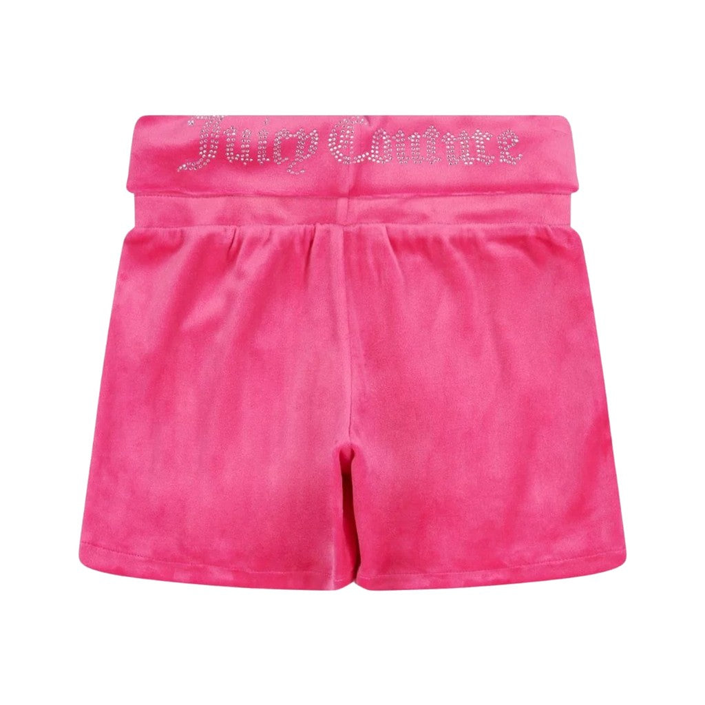 Juicy Couture Kids Short met strass-logo – Fuchsia