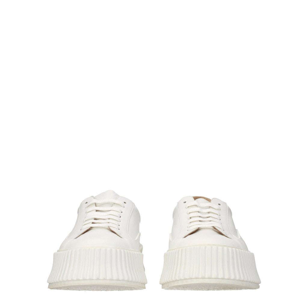 Jil Sander Low-Top Sneakers van leer met hak – Wit