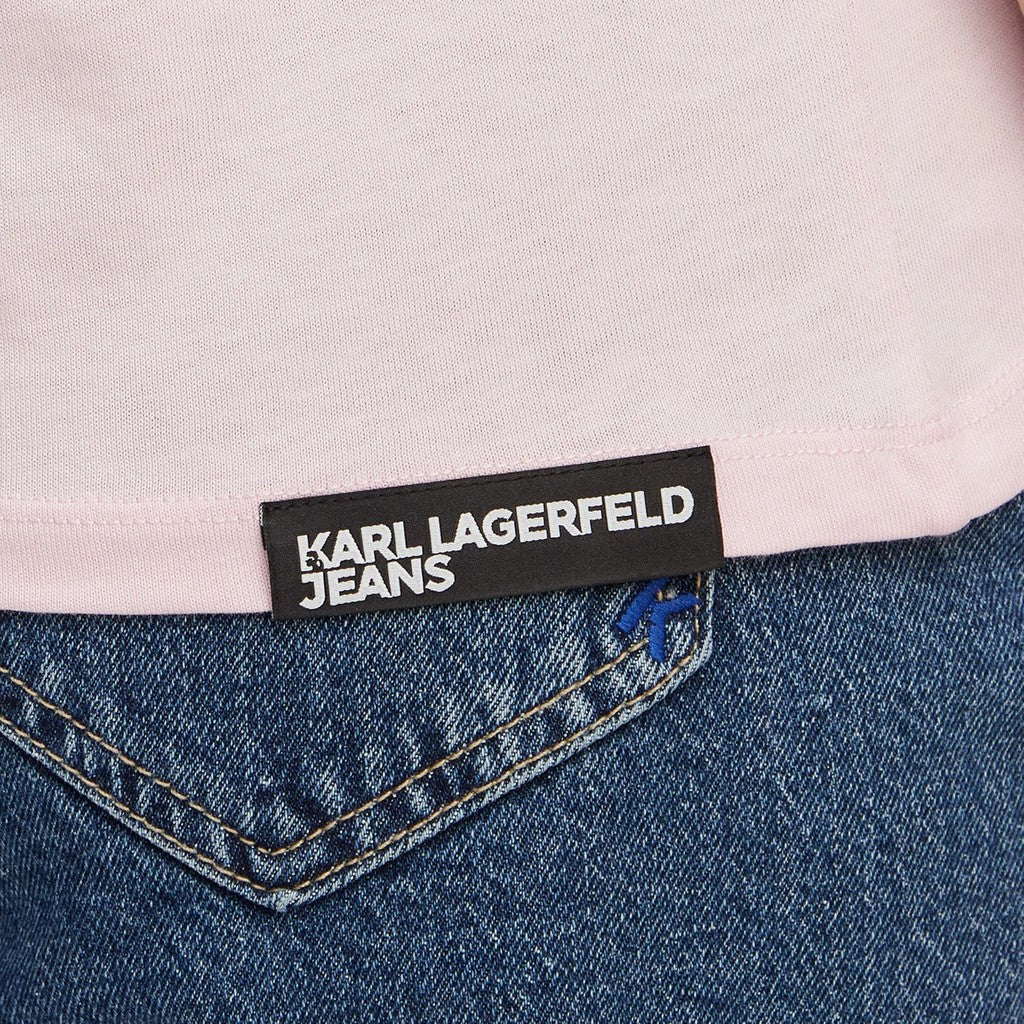 Karl Lagerfeld T-shirt met K-logo en ronde hals – Zachtroze