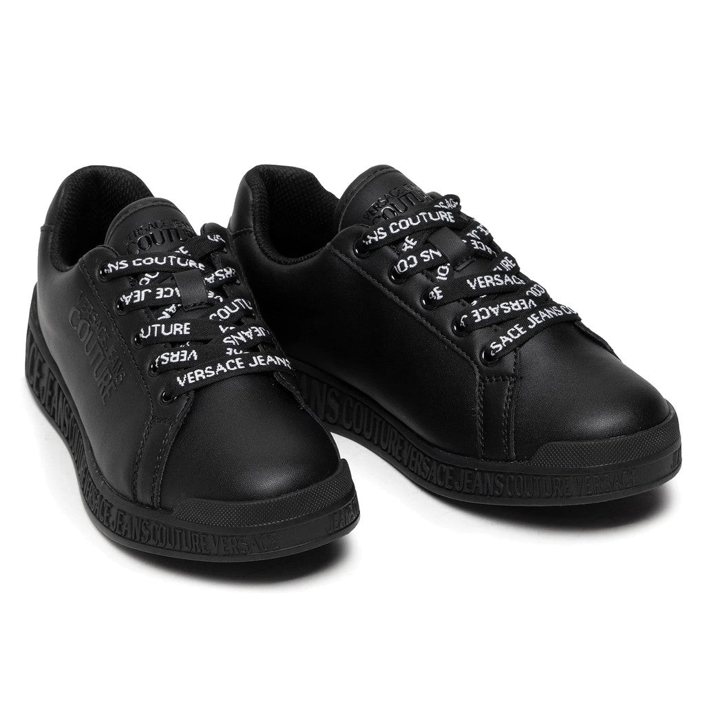 Versace Sneakers met vetersluiting en logo – Zwart
