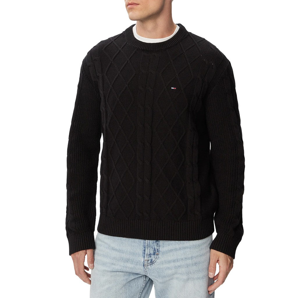 Tommy Jeans Regular Fit Effen trui met ronde hals – Zwart