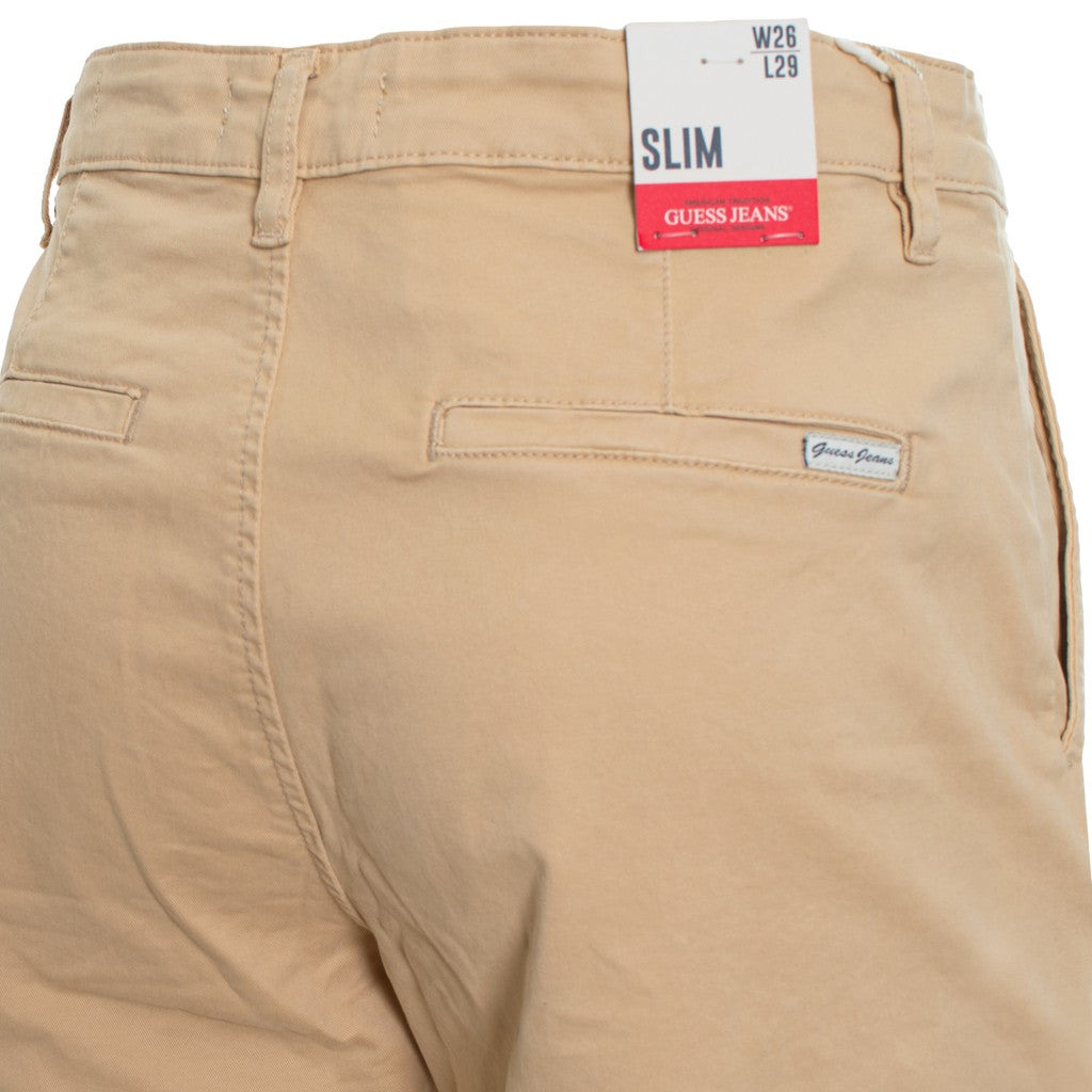 Guess Broek met vier zakken en logo – Beige
