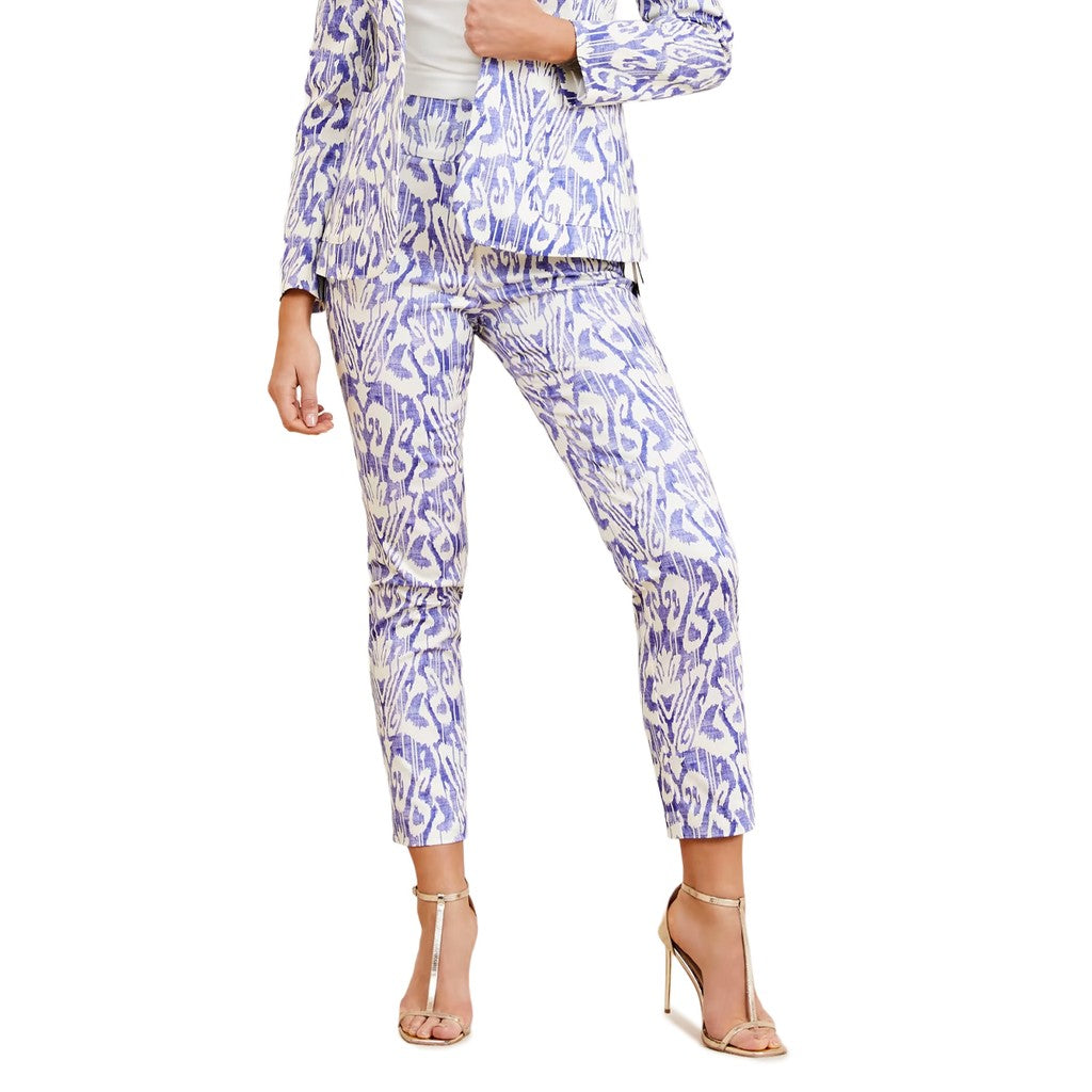Guess Broek met dessin en rits-knoopsluiting – Blauw / Wit