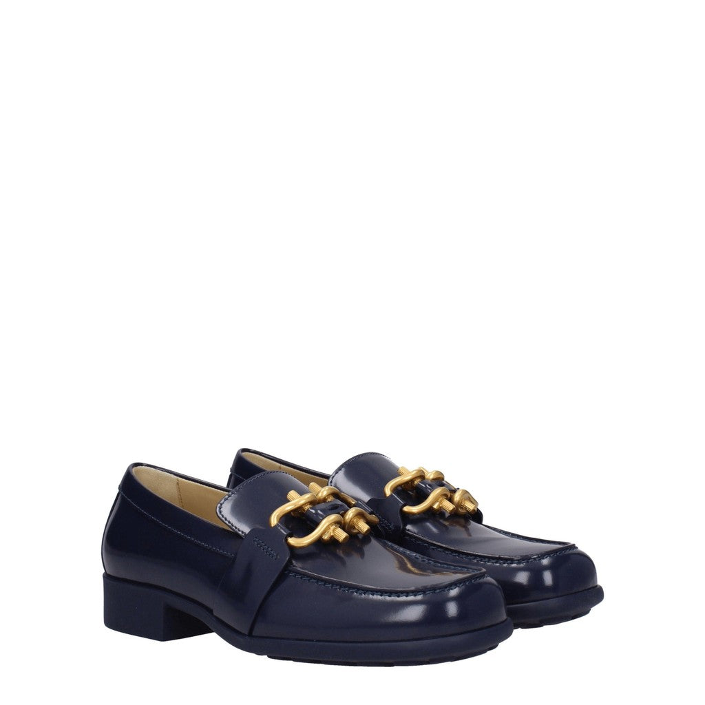 Bottega Veneta Leren loafers met goudkleurige details – Marineblauw